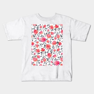 Roses on White - a watercolor floral pattern Kids T-Shirt